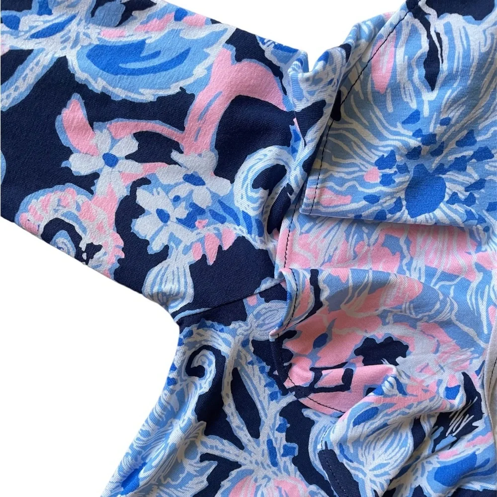 🌸 Lilly Pulitzer Stirling Ruffle Dress 3/4 Bell Sleeve, Bright Navy Amore Please - Picture 8 of 14